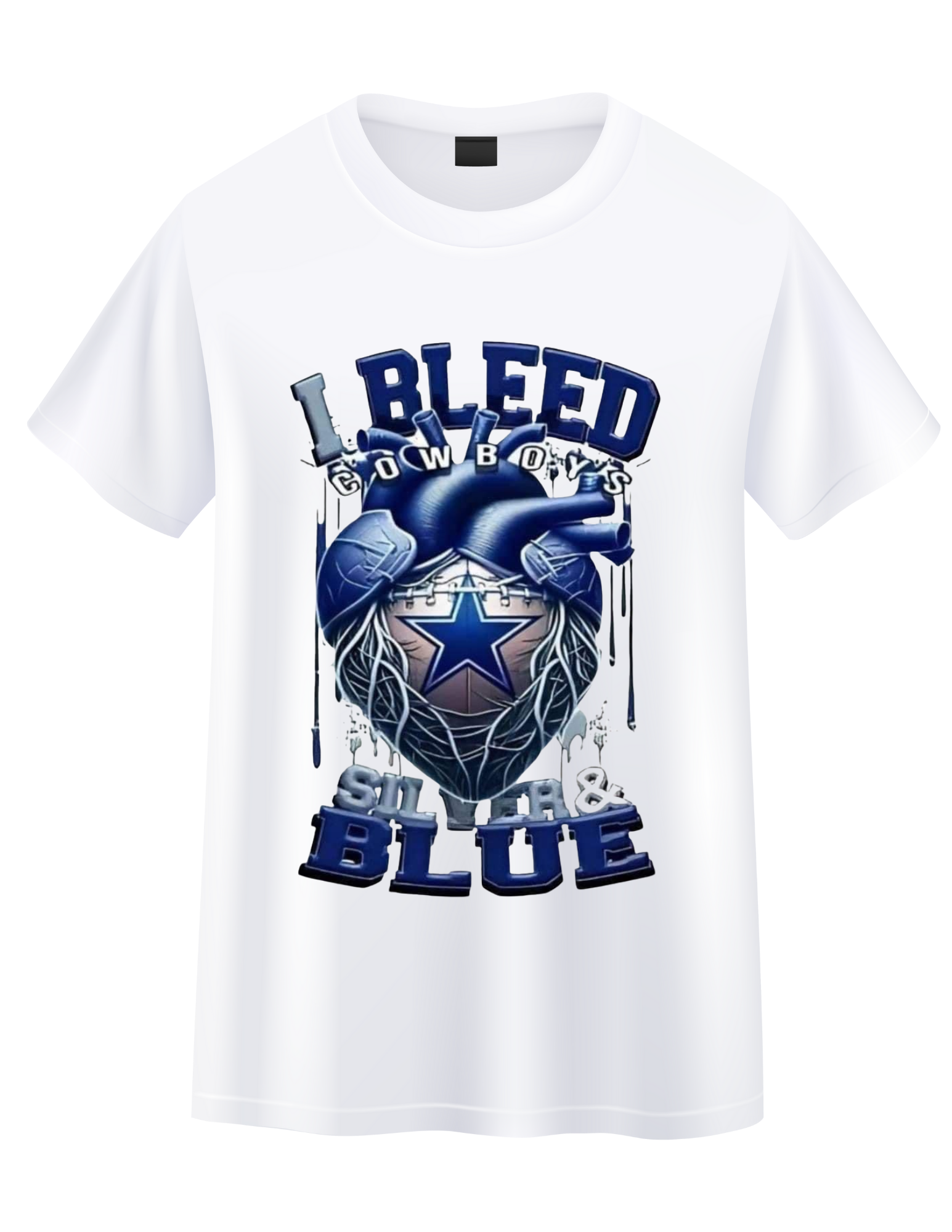 I Bleed Silver + Blue Cowboys Tee image 1