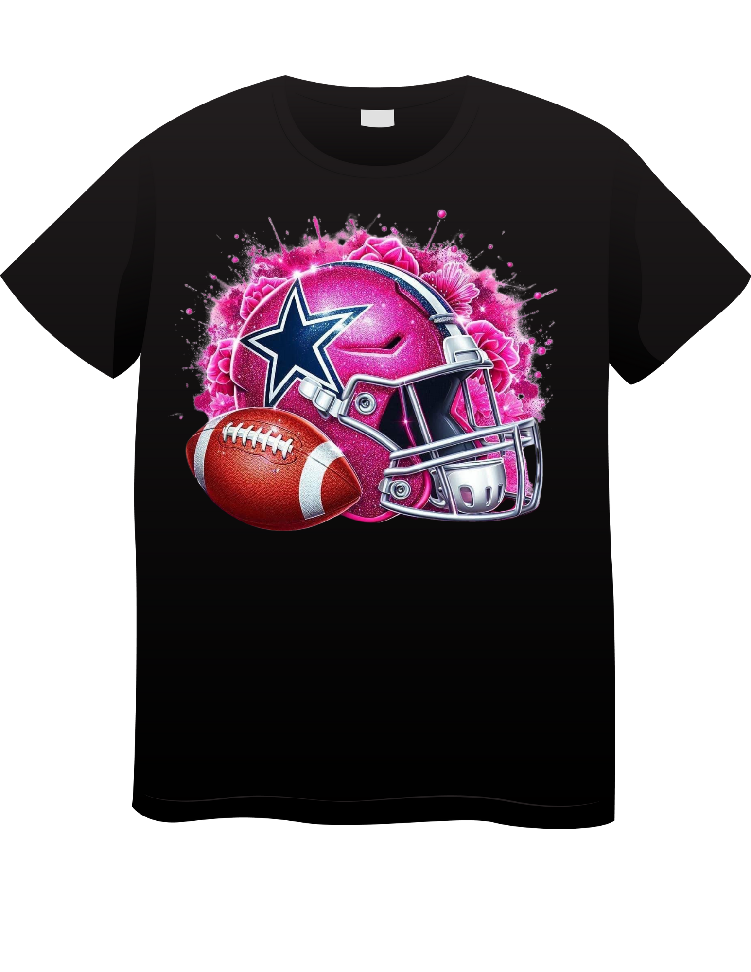 Black and Pink Cowboys Helmet Tee image 0