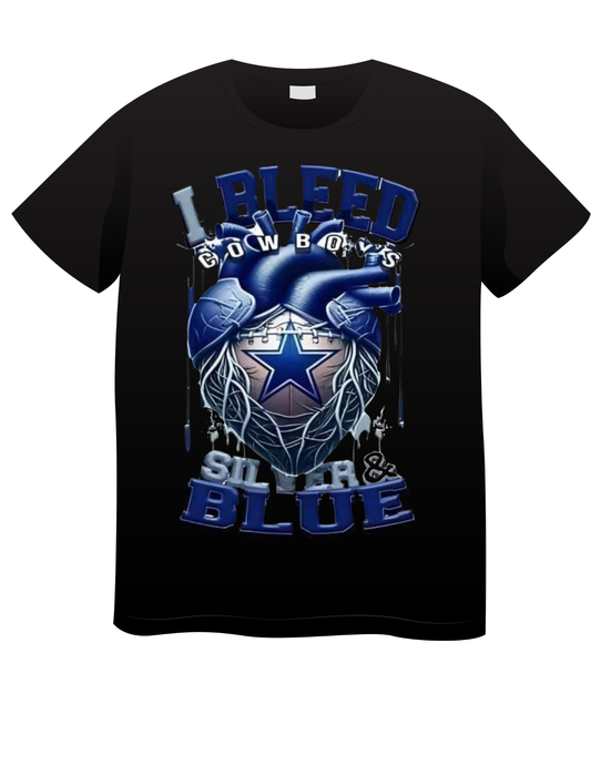I Bleed Silver + Blue Cowboys Tee image 0